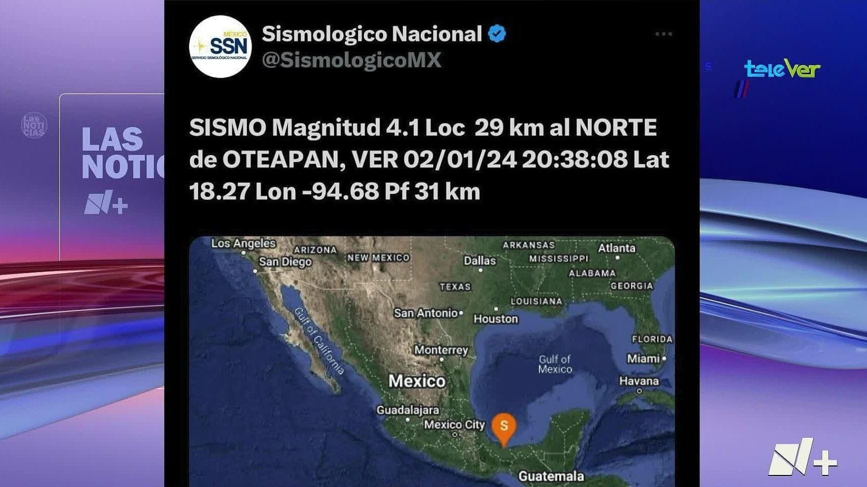 Se Registra Sismo de 4.1 Grados en Oteapan Veracruz