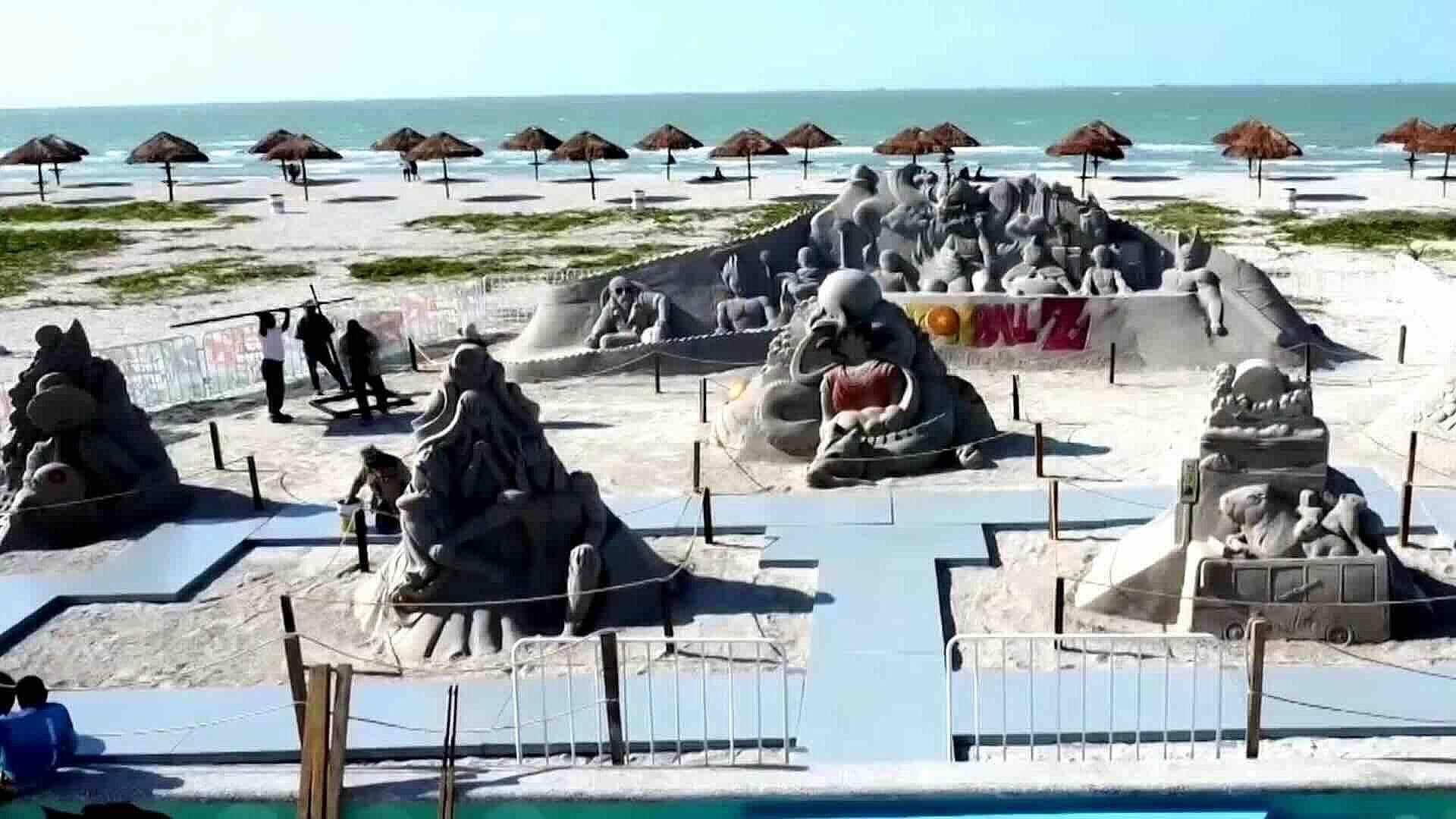 Esculturas Monumentales de Arena Sorprenden en la Fiesta del Mar en Ciudad del Carmen
