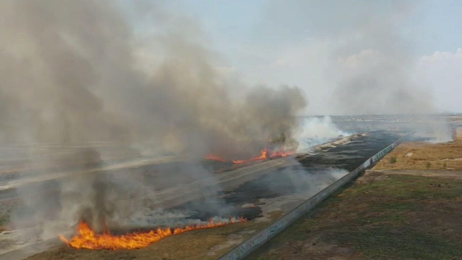 Reportan Fuerte Incendio en Pastizal en el Bordo de Xochiaca, Nezahualcóyotl, Edomex