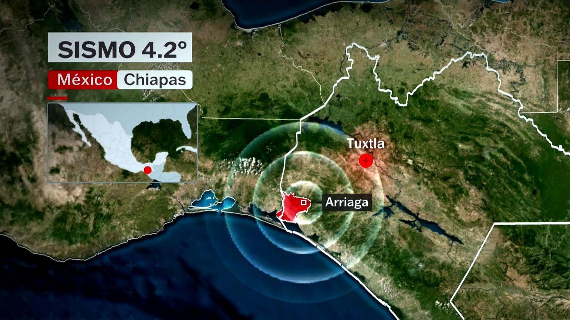 Sismo de Magnitud 4.2 se Registra al Noroeste de Arriaga, Chiapas