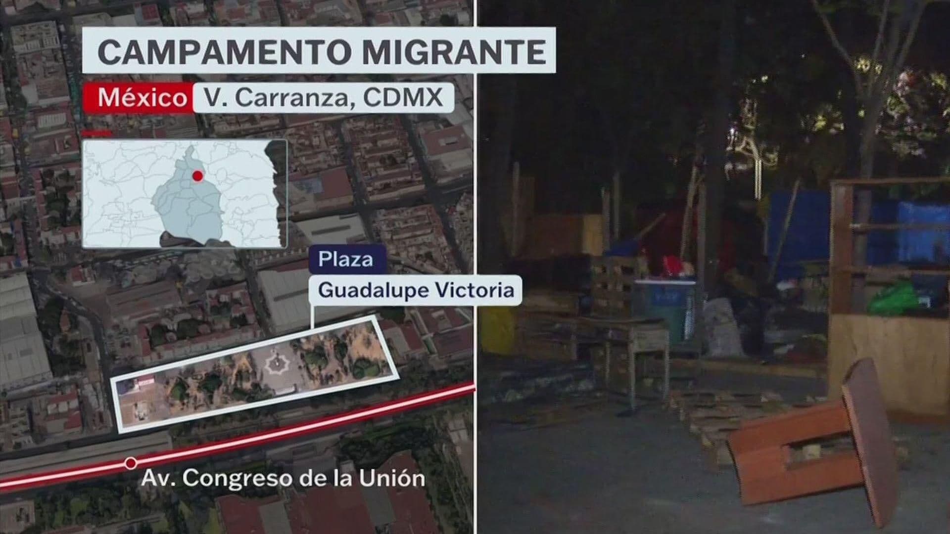 Migrantes Ocupan Plaza Guadalupe Victoria a un Paso de la Cámara de Diputados