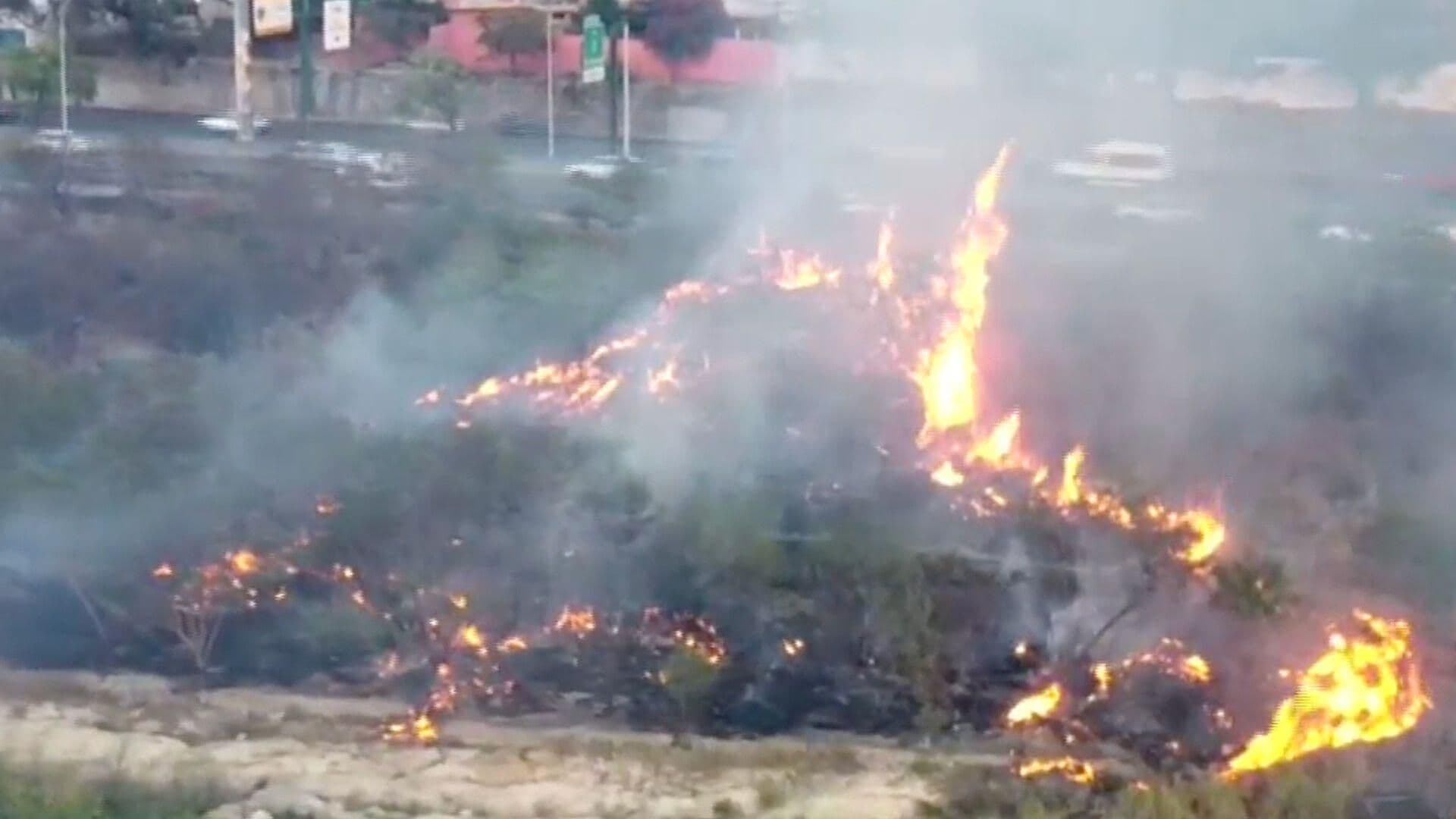 Moviliza Incendio en el Río Santa Catarina, Cerca de Barrio Antiguo