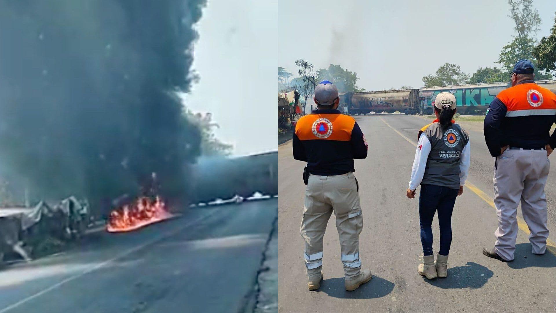 Tren Embiste a Pipa Cuando Intentó Ganarle el Paso en Tres Valles, Veracruz