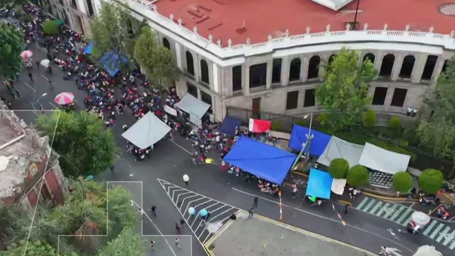 Así Se Ve desde el Aire Bloqueo y Plantón de la CNTE en Bucareli, CDMX