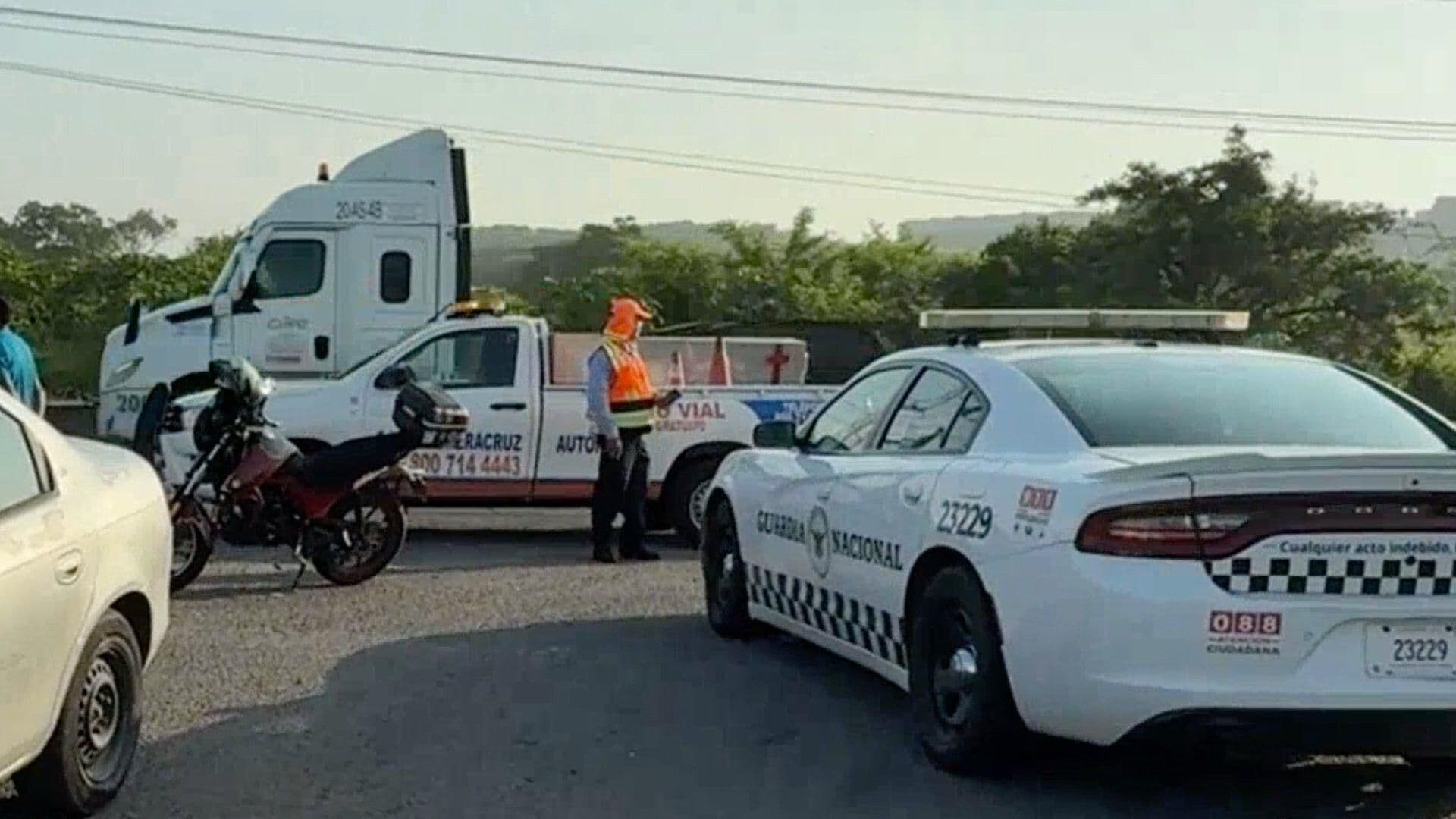Se Registra Accidente en la Autopista Veracruz - Cardel; Motociclista Resulta Lesionado