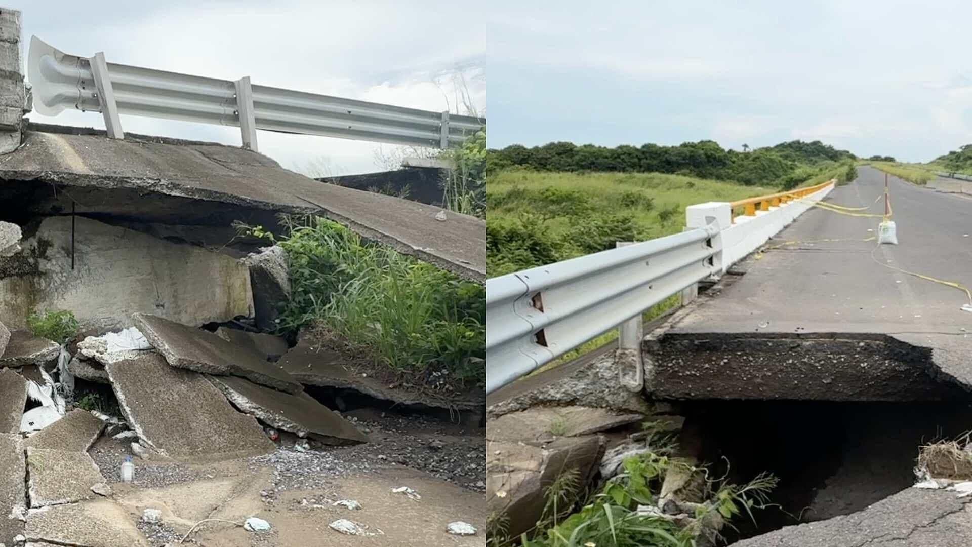 Se Forma Socavón en Base de Puente en Antón Lizardo, Veracruz