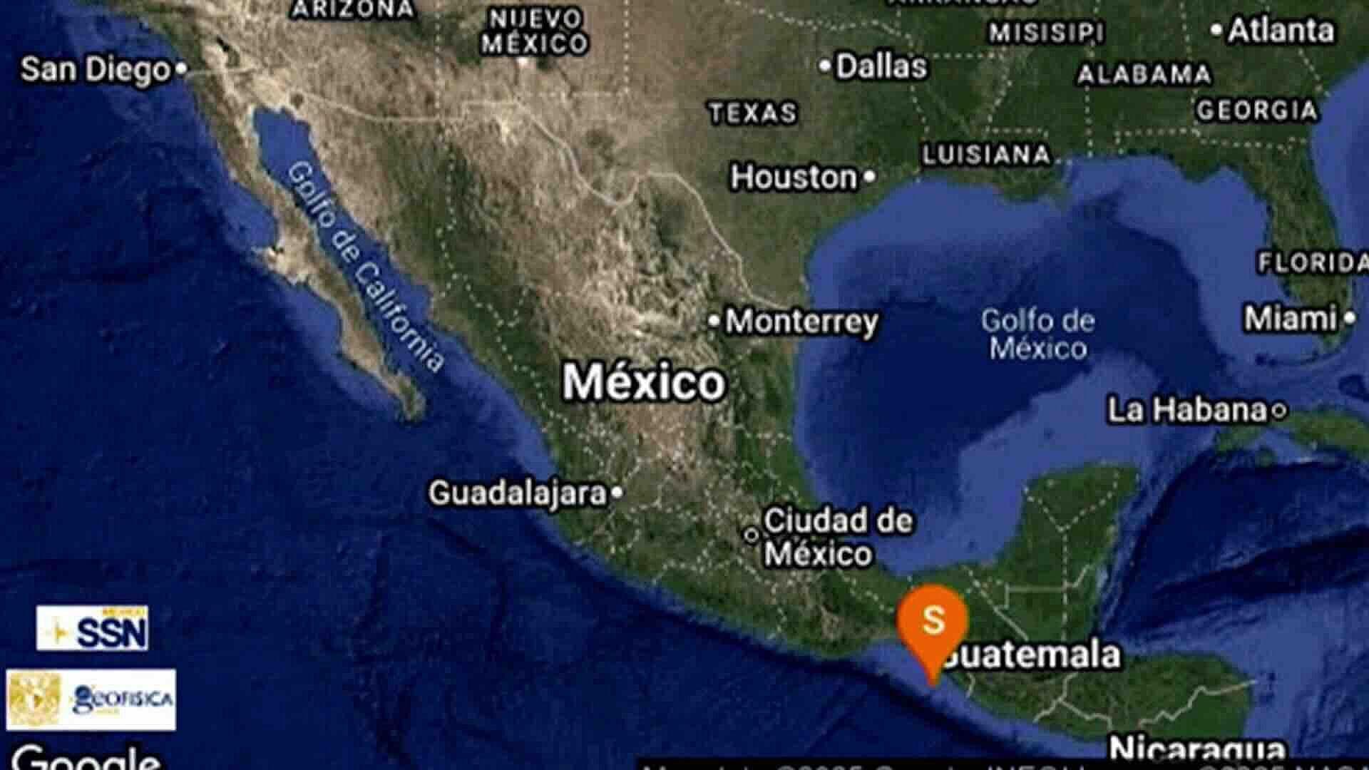 Reportan Sismo de Magnitud 4.7 al Suroeste de Mapastepec, Chiapas