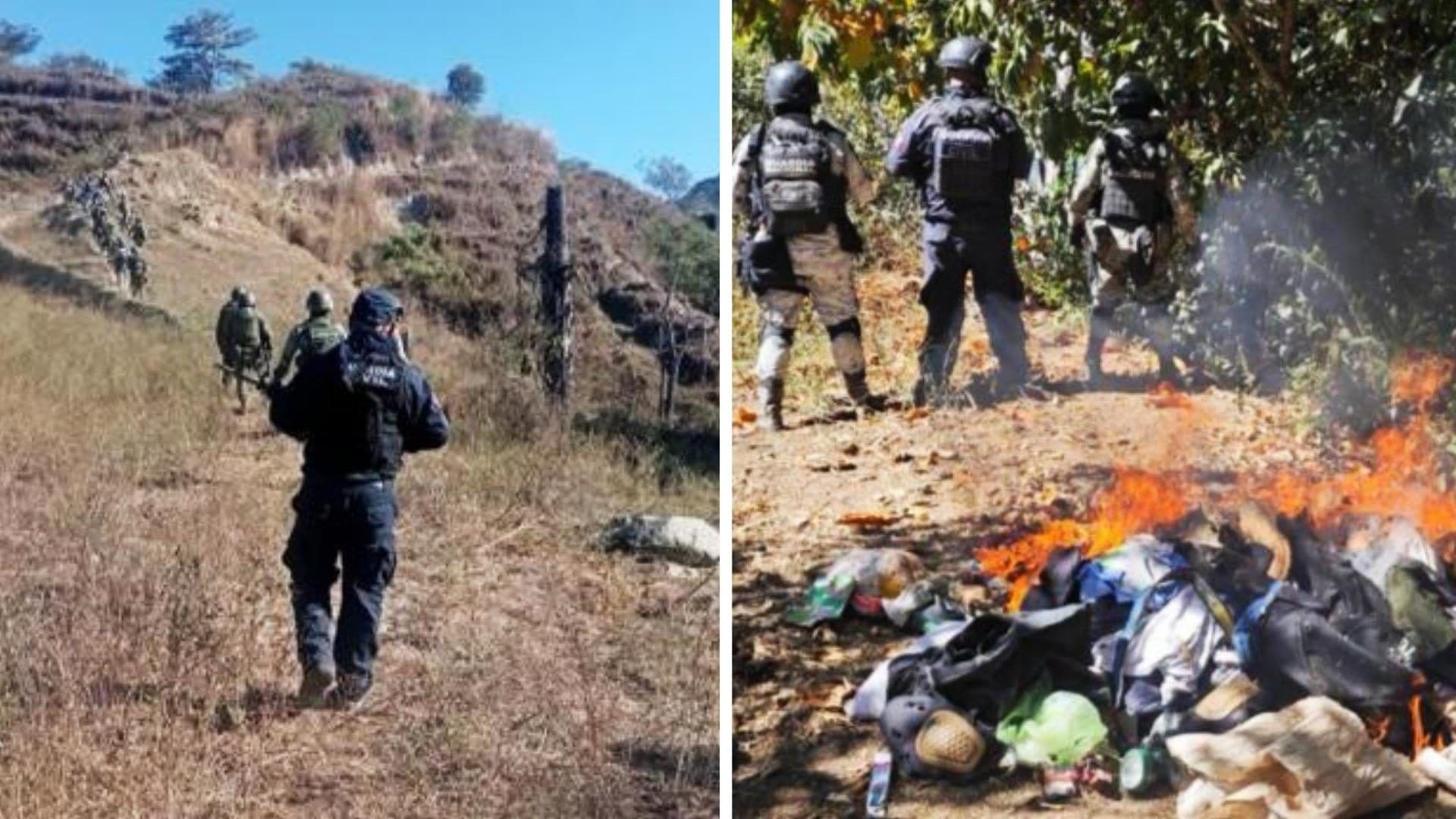 Desmantelan 2 'Narcocampamentos' en Aquila, Michoacán