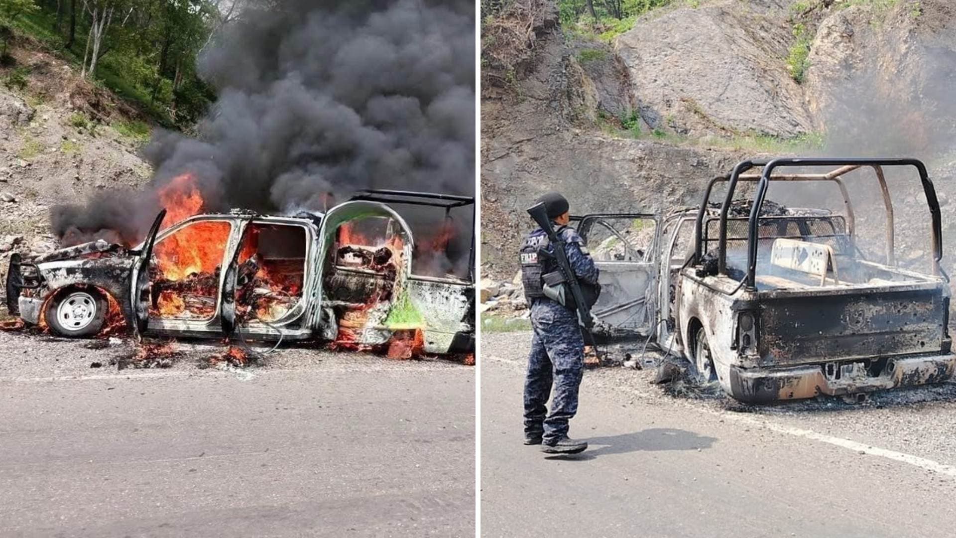 Emboscan y Matan a 5 Policías Estatales en su Patrulla en Frontera Comalapa, Chiapas