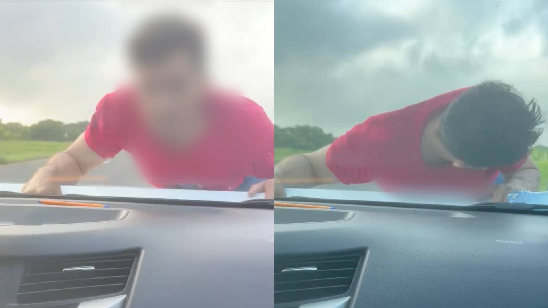 Video: Captan a Joven Sobre Cofre de un Auto en Movimiento en Autopista La Tinaja-Cosoleacaque