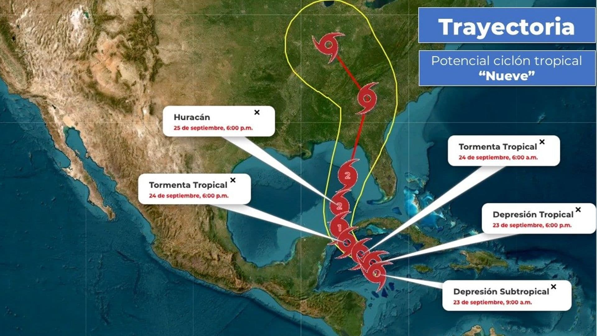 Se Forma Ciclón Tropical Nueve con Trayectoria al Caribe Mexicano; Evolucionará a Huracán Helene