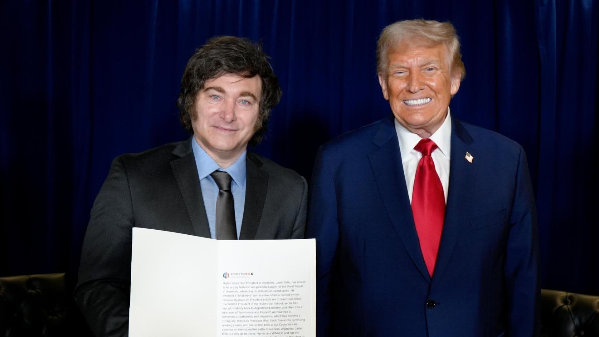 “Está Haciendo un Trabajo Fantástico”: Trump Respalda Reelección de Javier Milei en 2027