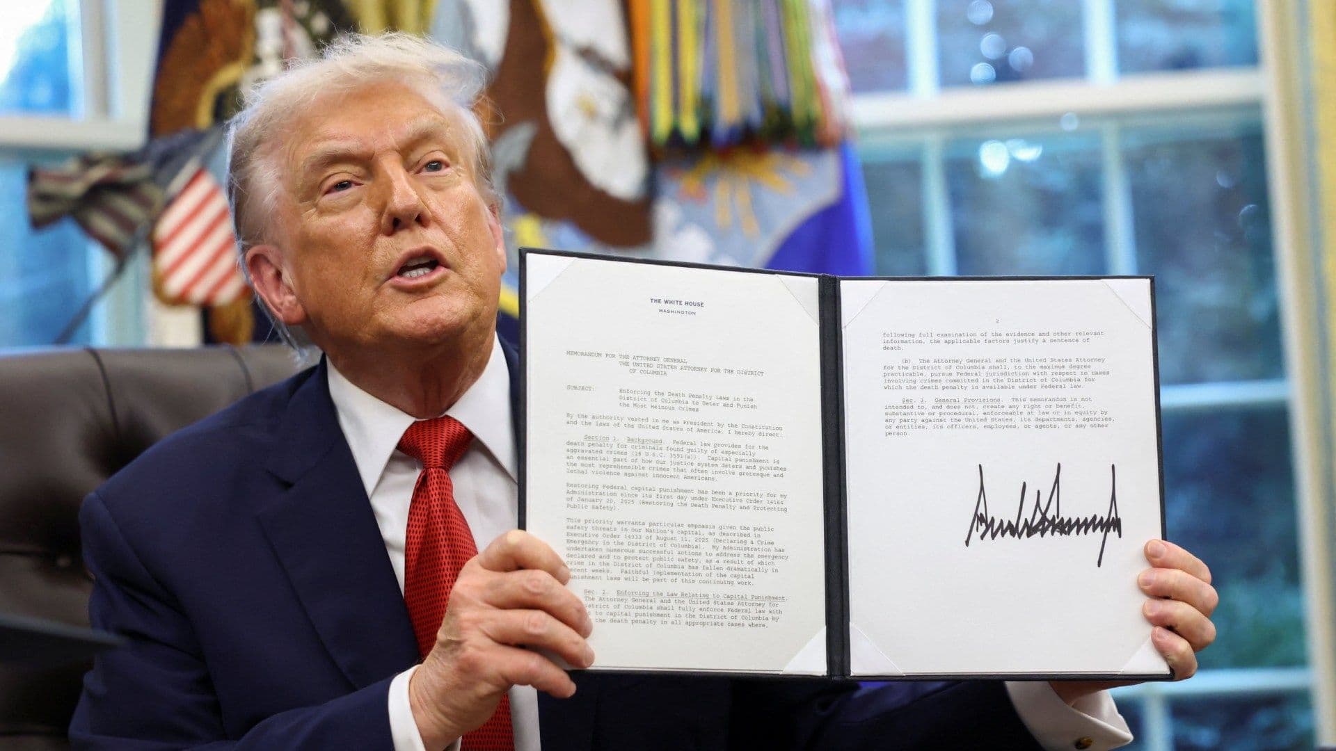 Donald Trump Firma Orden Ejecutiva para Solicitar la Pena de Muerte en Washington DC