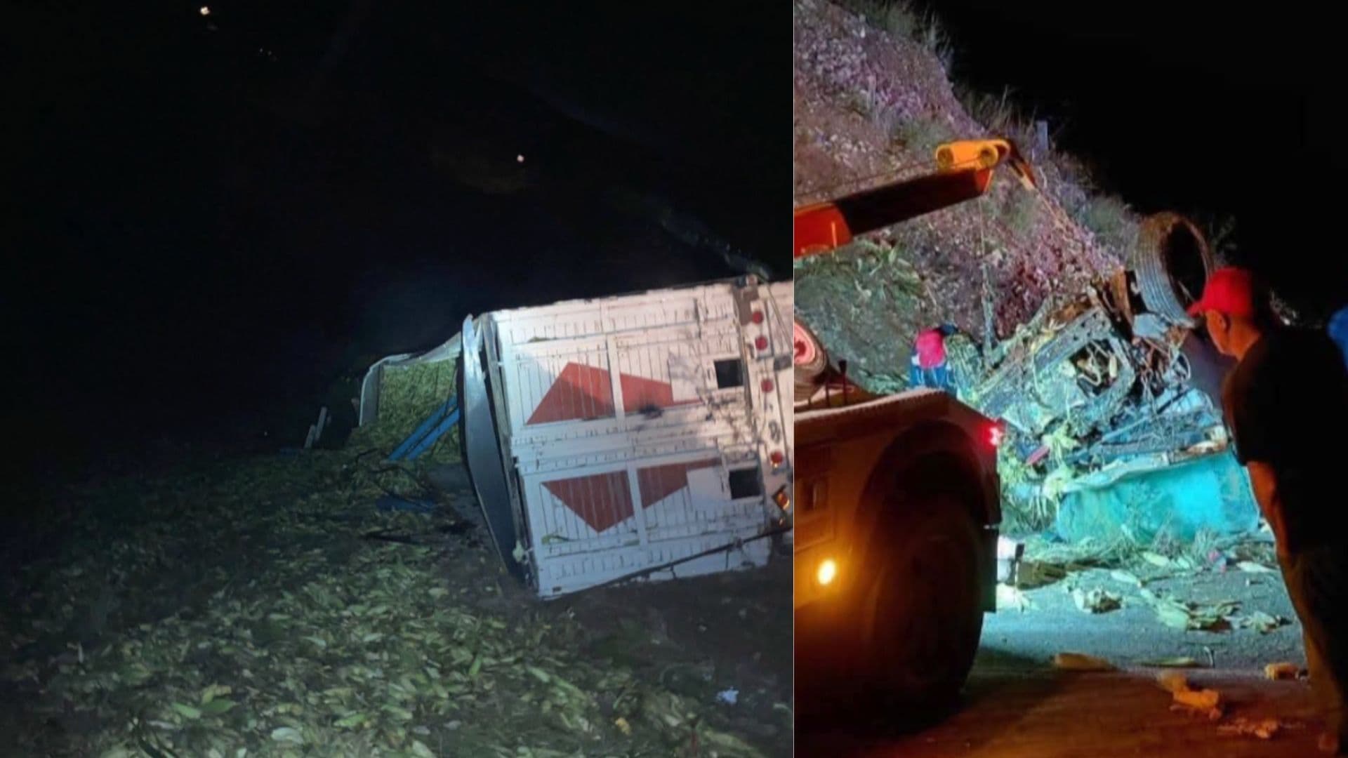 Tráiler Cargado de Elotes Volcó y Cayó sobre Auto en Carretera Ímuris-Cananea; Una Persona Murió
