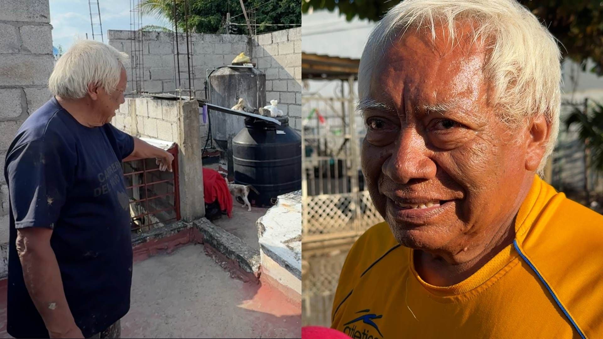Don Carlos Perdió Todo en la Inundación de Poza Rica; Vive Bajo una Lámina con sus Dos Gatos