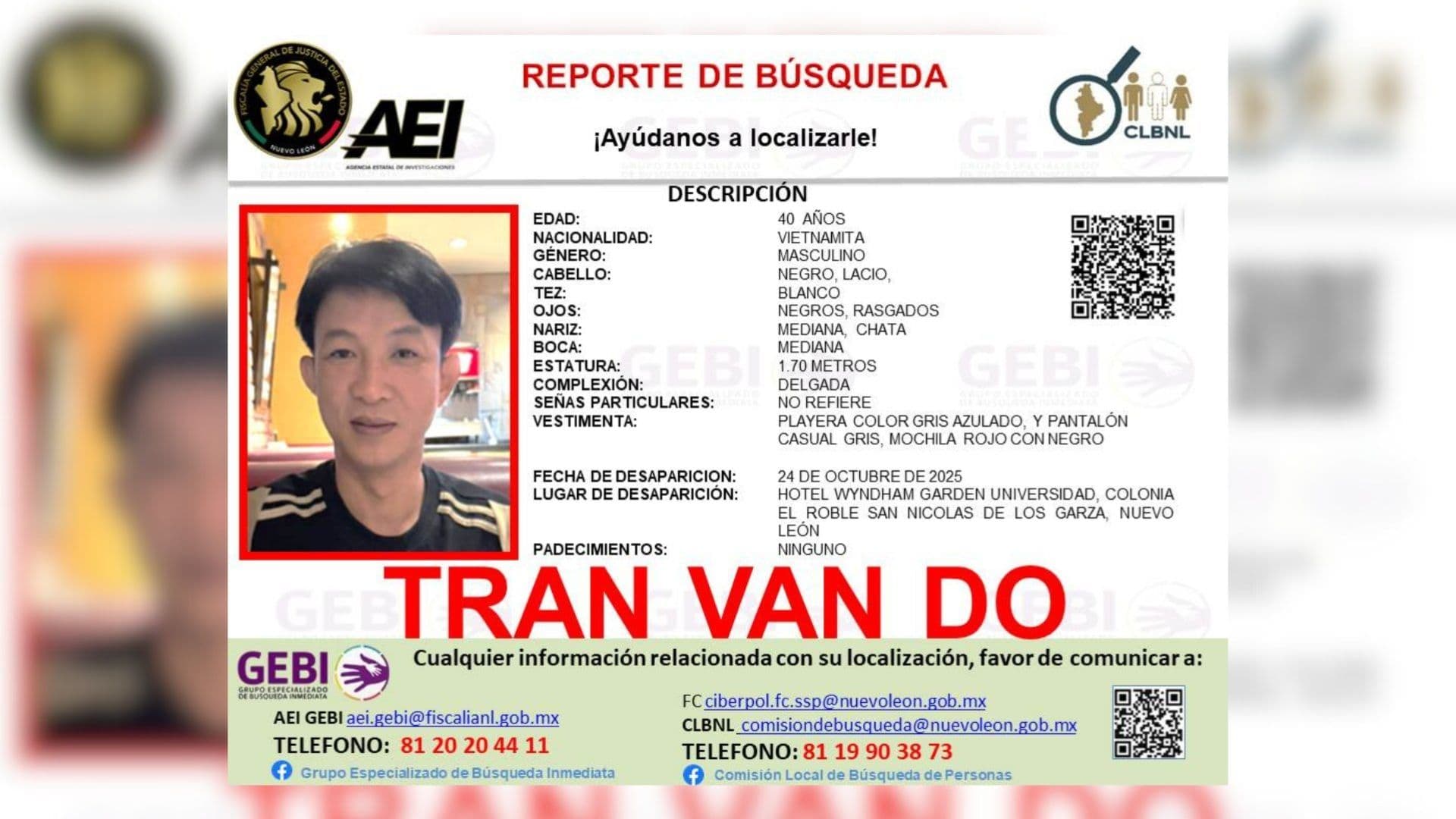 Desaparece Vietnamita en Hotel de la Colonia El Roble en San Nicolás, Nuevo León