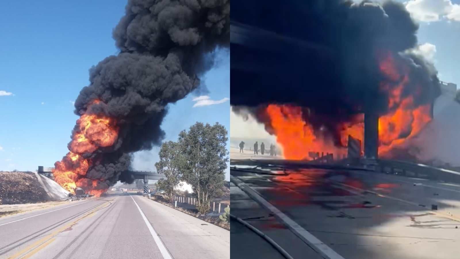 Explota Pipa con Combustible en Autopista Lagos de Moreno - San Luis Potosí