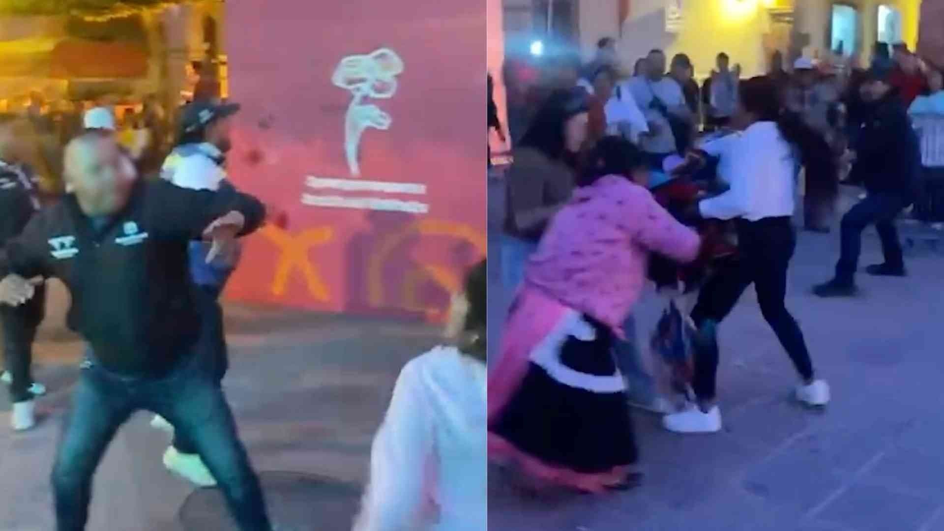 Suspenden a Inspector de Querétaro Tras ser Captado Golpeando a Artesano en Plaza de Armas