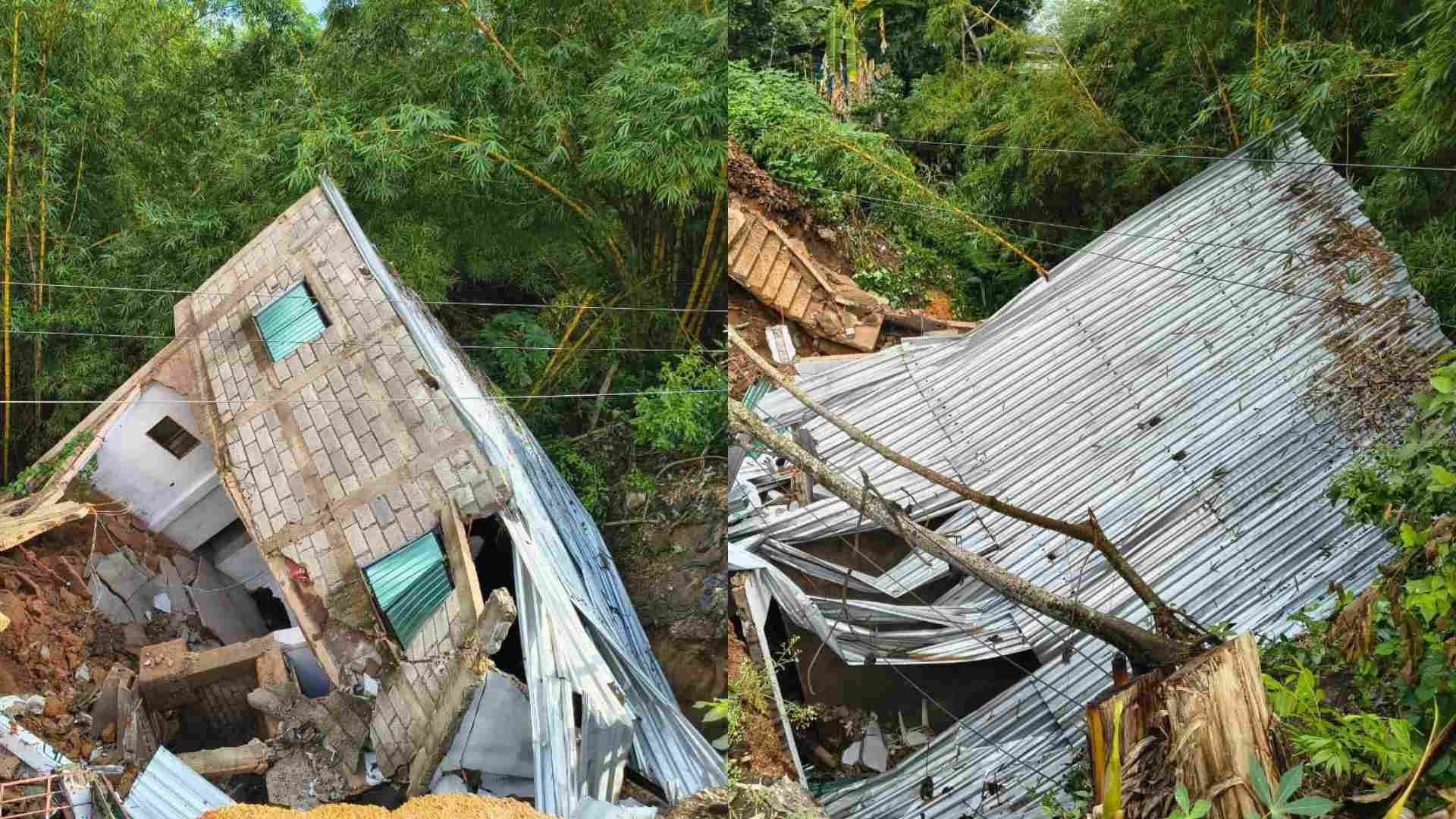 Deslave por Lluvias Provocan Derrumbe de un Local Comercial en Oteapan, Veracruz