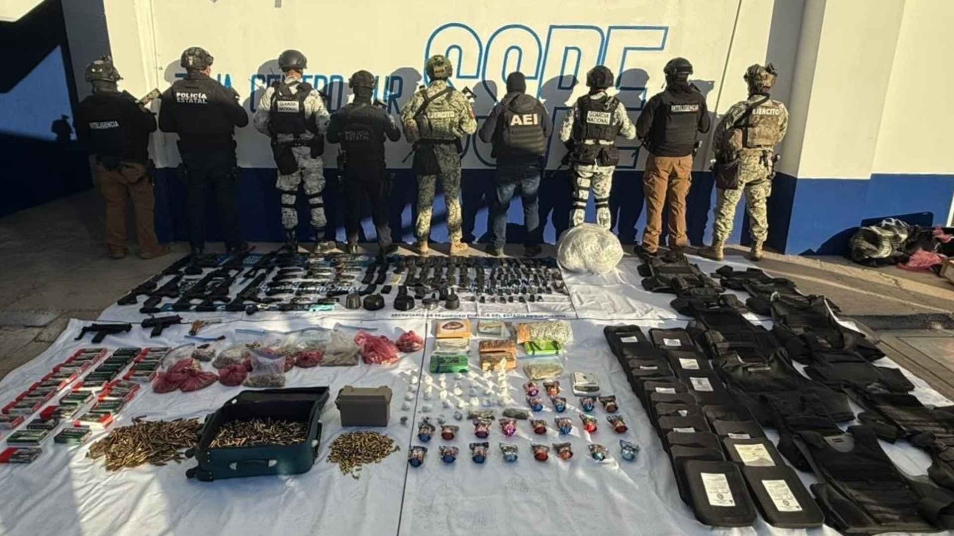 Aseguran Armamento y Droga en el Municipio de Aquiles Serdán, Chihuahua