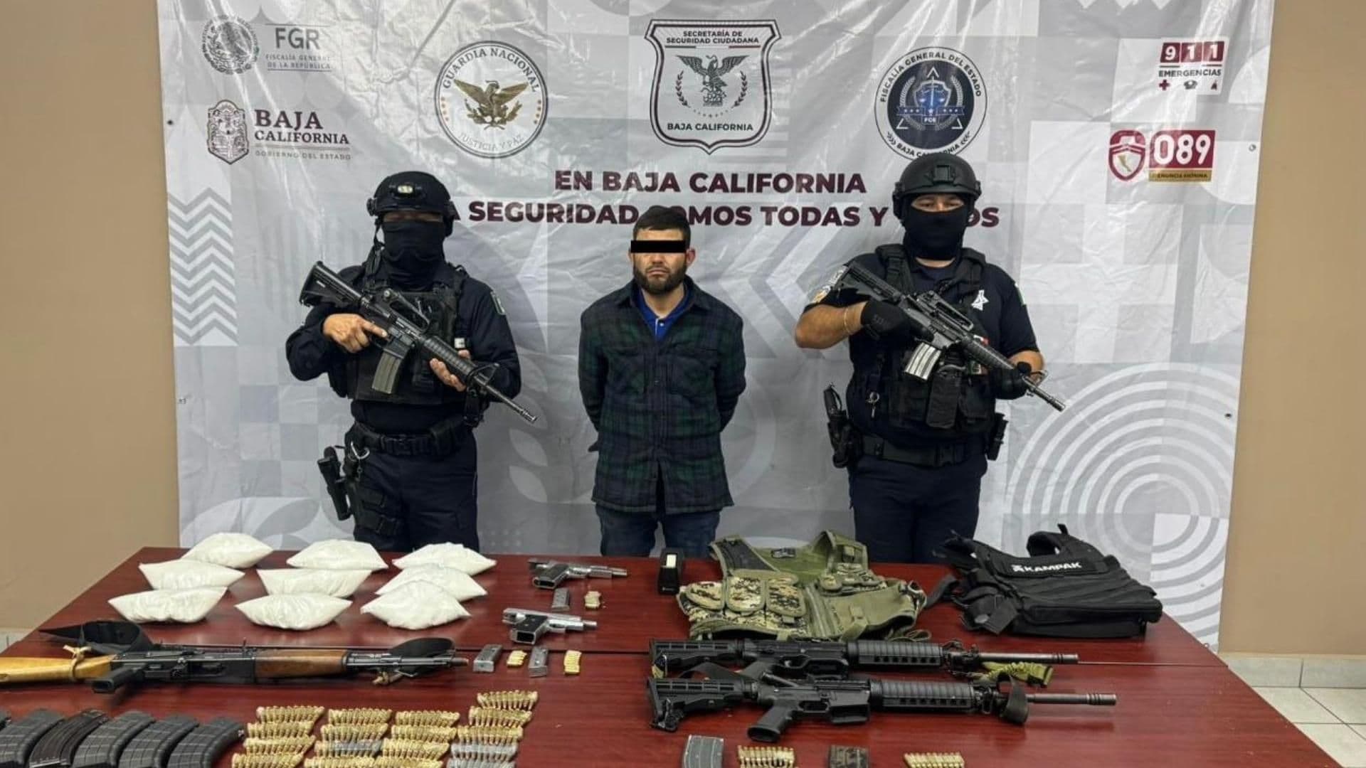 Detienen a Objetivo Delictivo Prioritario en San Quintín con Armas y Droga