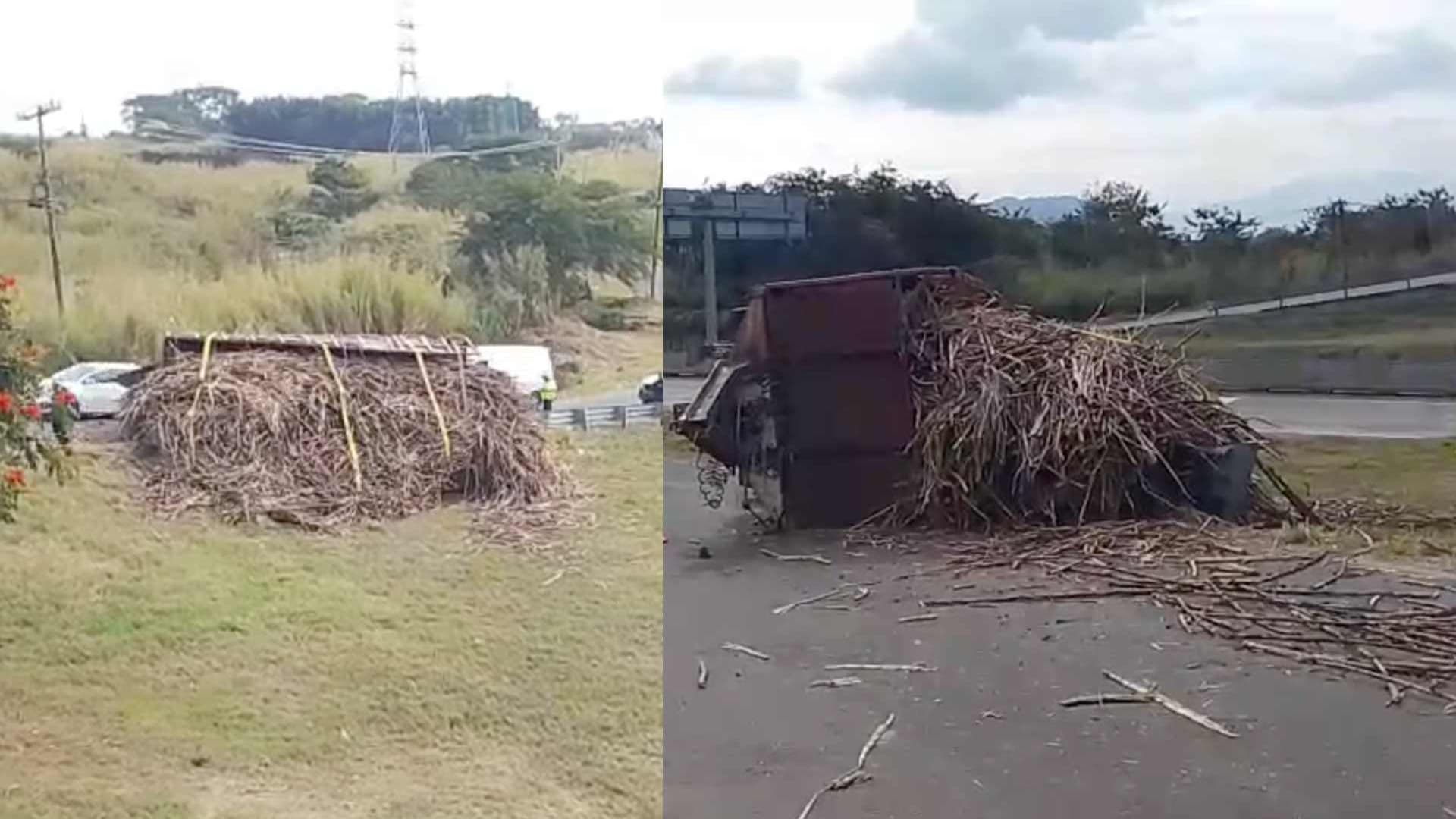 Vuelca Remolque de Camión Cañero en Amatlán de los Reyes, Veracruz