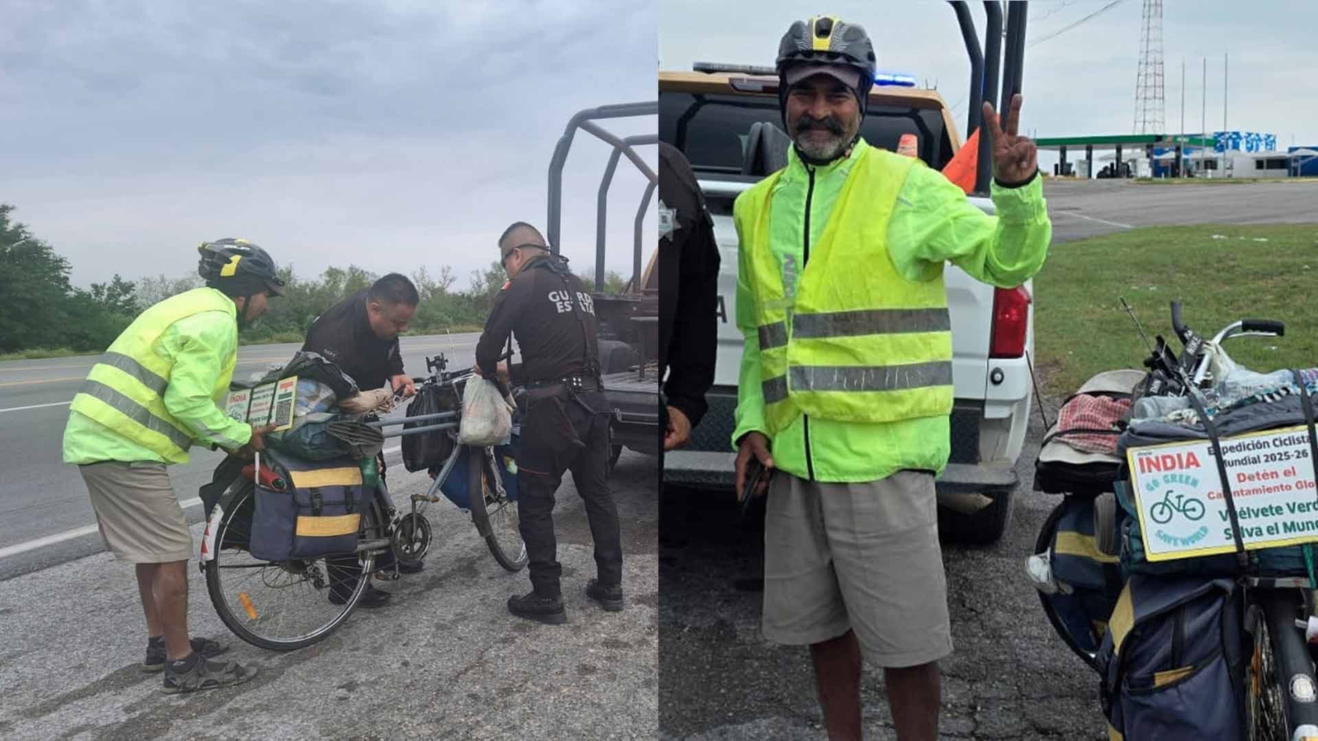 Desde Argentina Hasta Canadá: Ciclista de la India Recorre Carretera de Tamaulipas