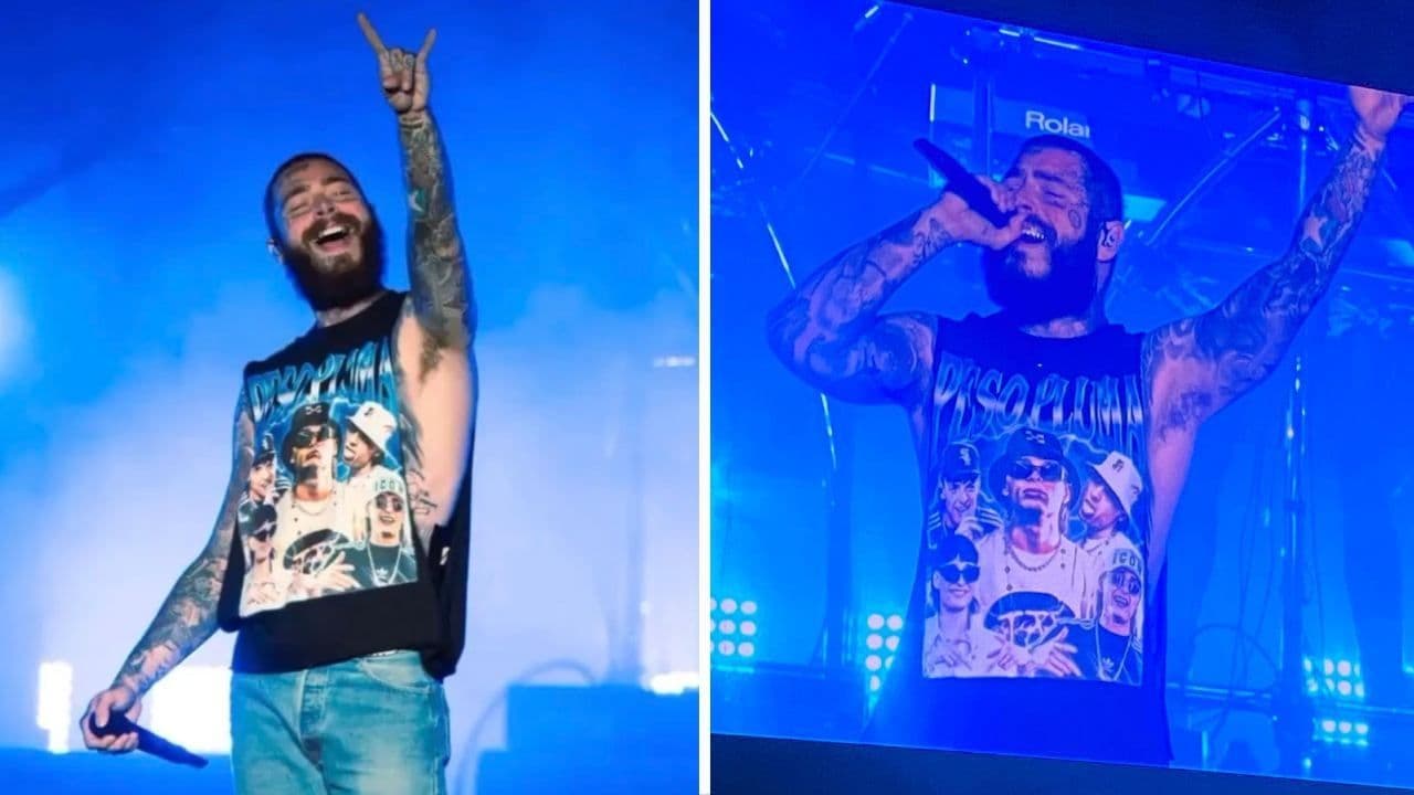 Post Malone Viste Playera de Peso Pluma Durante su Concierto