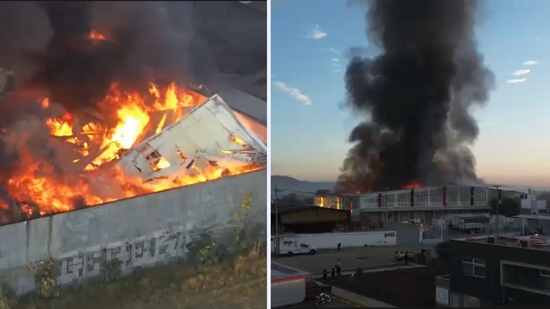 Fuerte Incendio Consume una Nave Industrial en San Martín de las Flores, Tlaquepaque