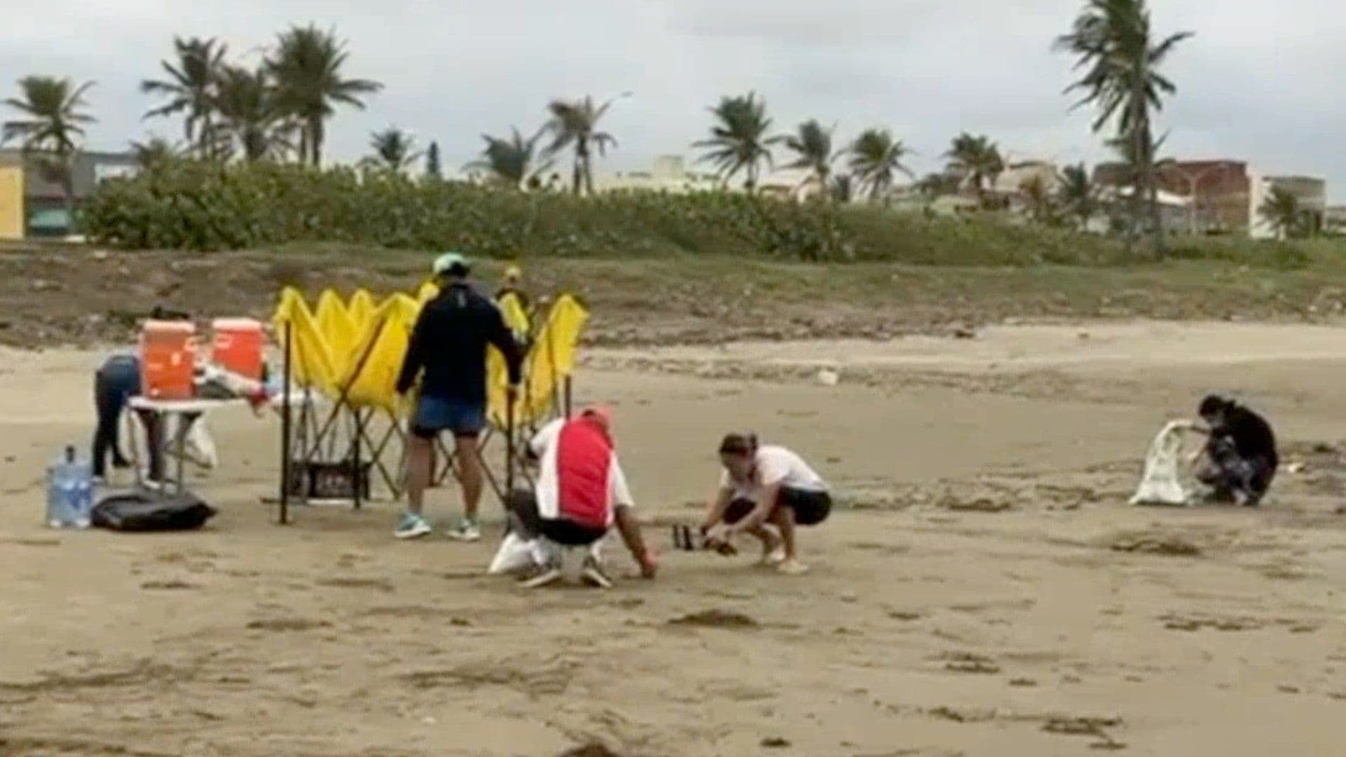 Deportistas Realizan Limpieza y Recolección de Hidrocarburo en Playa de Coatzacoalcos