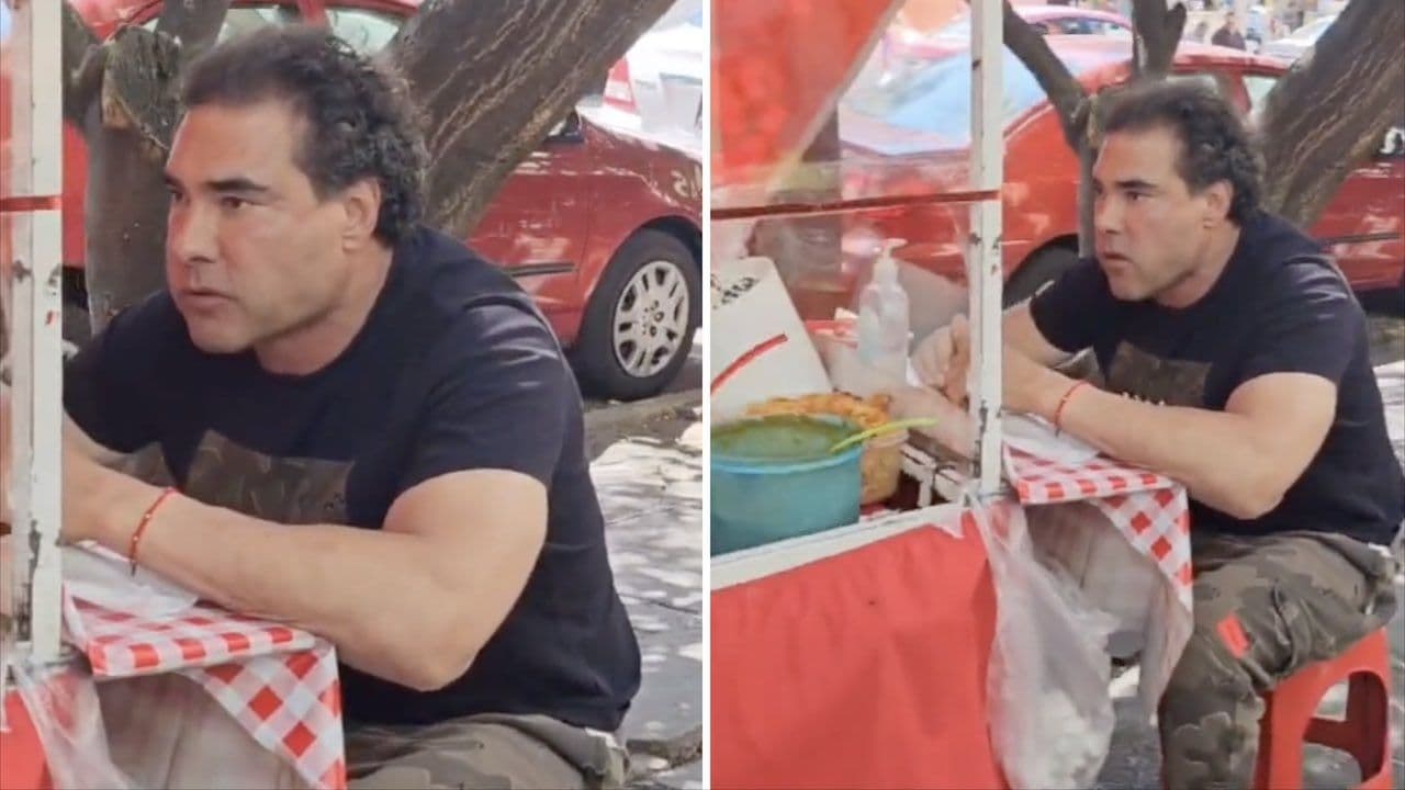 Captan a Eduardo Yáñez Comiendo Taquitos de Cecina en un Puesto