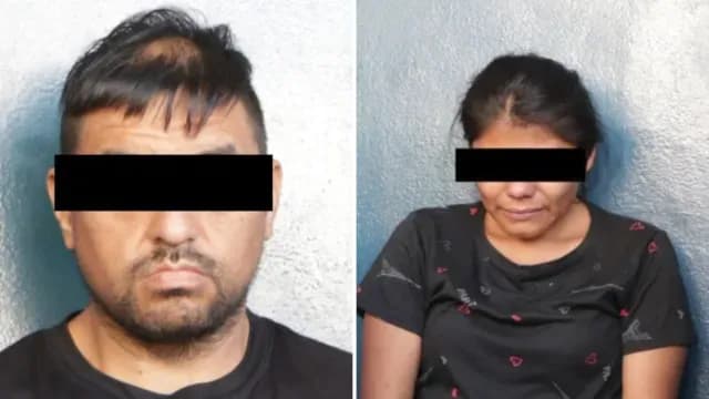 Pareja detenida por presunto secuestro en Puebla. Foto: SSC Izúcar de Matamoros