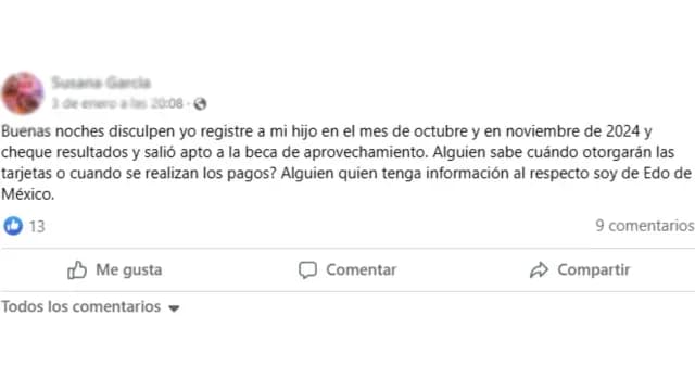 Usuaria pregunta cuándo pagar la Beca de Aprovechamiento Académico Edomex 2024-2025