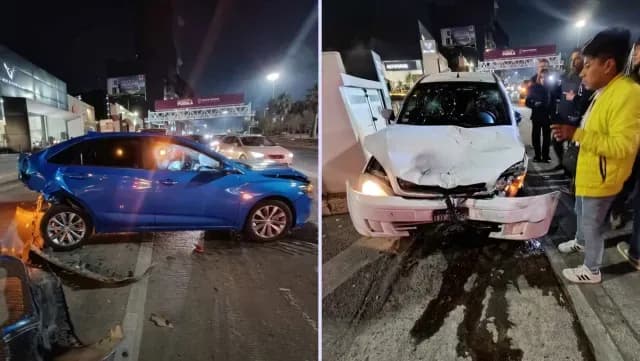 El vehículo color blanco embistió al motociclista en la Vía Atlixcáyotl en Puebla. Foto: N+