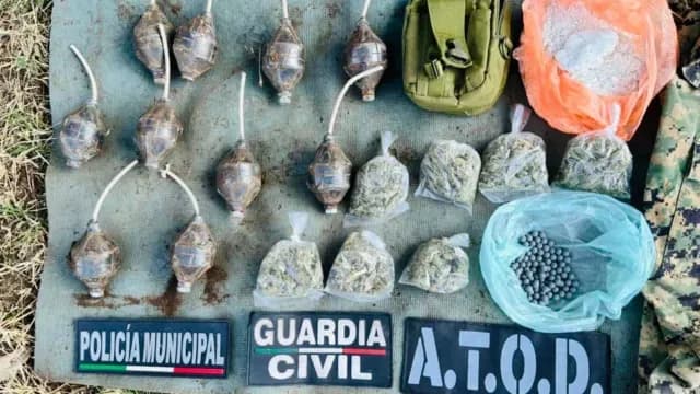 Explosivos decomisados en Michoacán. Foto: SSP de Michoacán