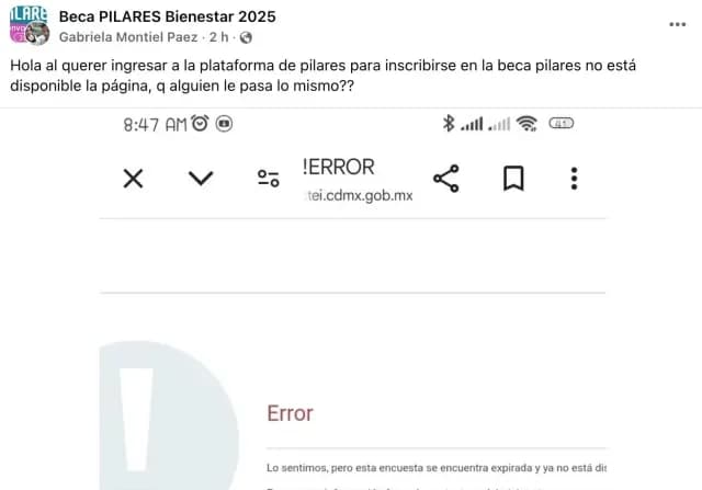 Error registro página Pilares