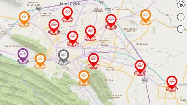 Mapa de la calidad del aire en el área metropolitana de Nuevo León. Foto: SIMA