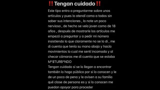 Mujer reporta acoso sexual en Puebla. Foto: Facebook Todos Somos Villa Frontera