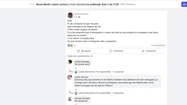 Beneficiaria anuncia dónde hay entrega de tarjetas de la Beca Benito Juárez marzo 2025