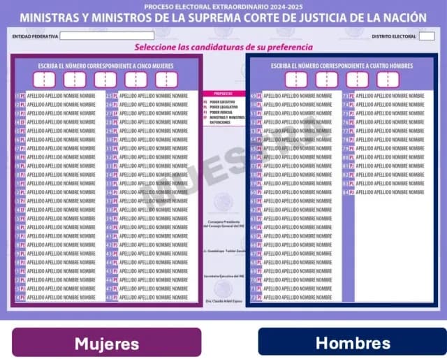 Boleta para elecciones en el Poder Judicial