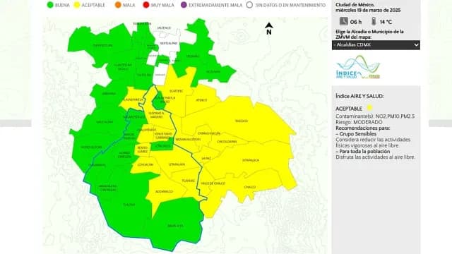 Calidad del aire en CDMX y Edomex. Foto: aire.cdmx.gob
