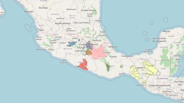 Mapa donde sonará la alerta sísmica en Simulacro Nacional 2025. Foto: Gobierno de México
