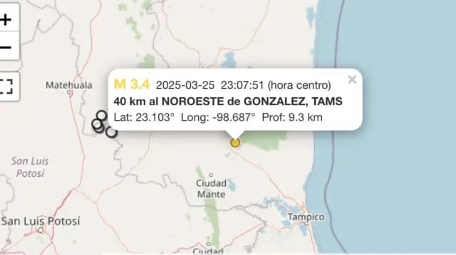 SSN Registró un Movimiento en El Mante, Tamaulipas