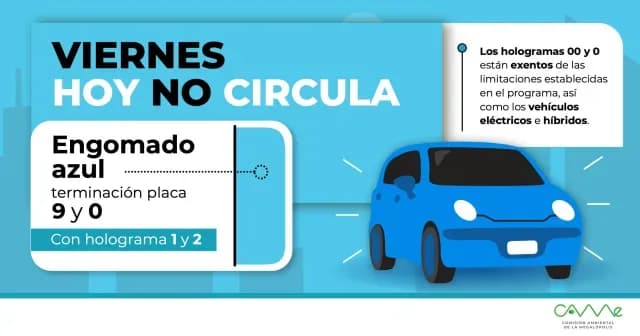 Así opera el Hoy No Circula los viernes en CDMX