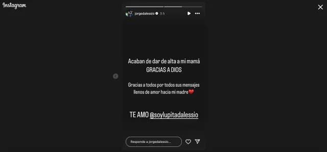 Mensaje de Jorge D'Alessio por el alta médica de su mamá