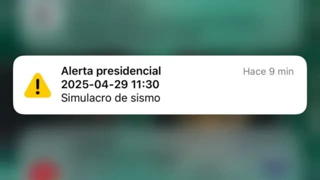 Mensaje que llegó a celulares en CDMX durante simulacro. Foto: N+