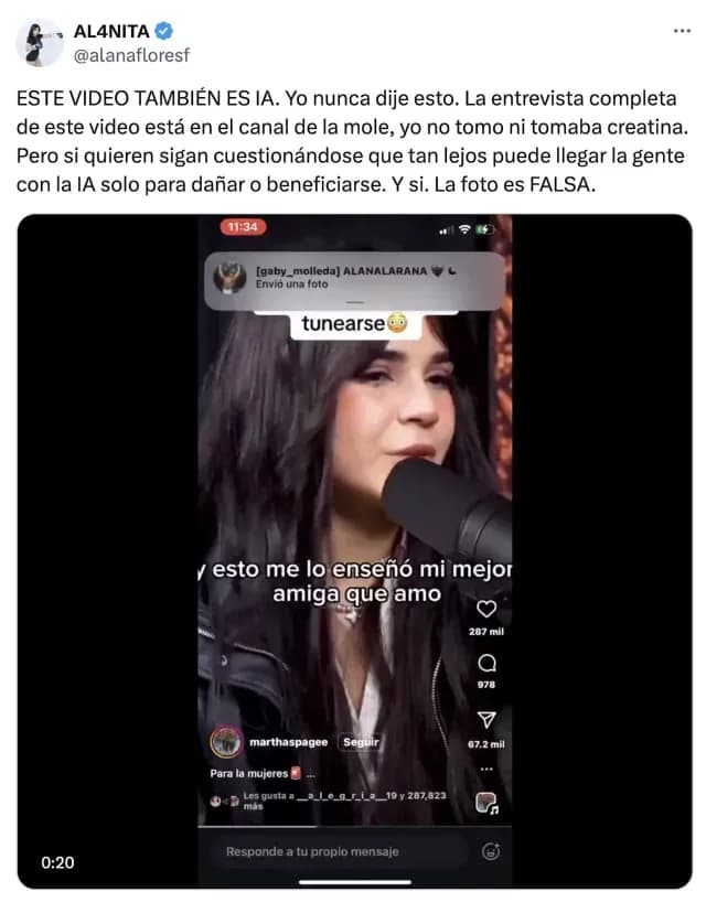 Alana Flores denuncia ser víctima de imágenes hechas con inteligencia artificial