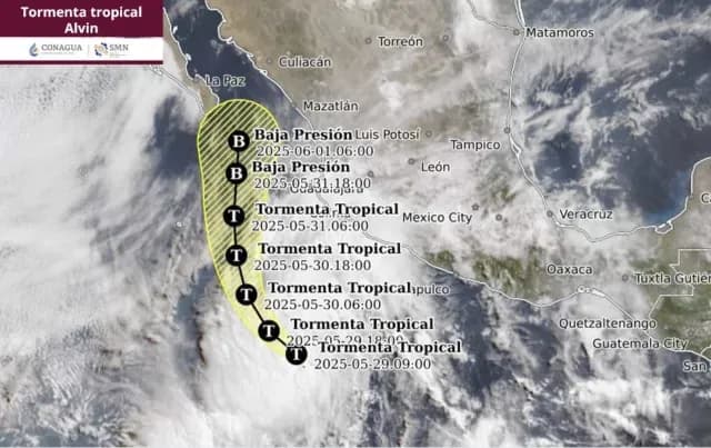 Trayectoria de Alvin para los siguientes días. Foto: SMN