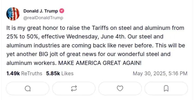 Donald Trump anuncia aumento en aranceles al acero