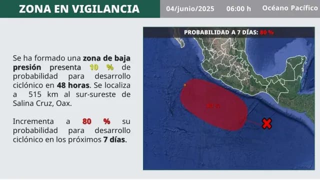 Zona de vigilancia en el Pacífico mexicano. Foto: X @conagua_clima